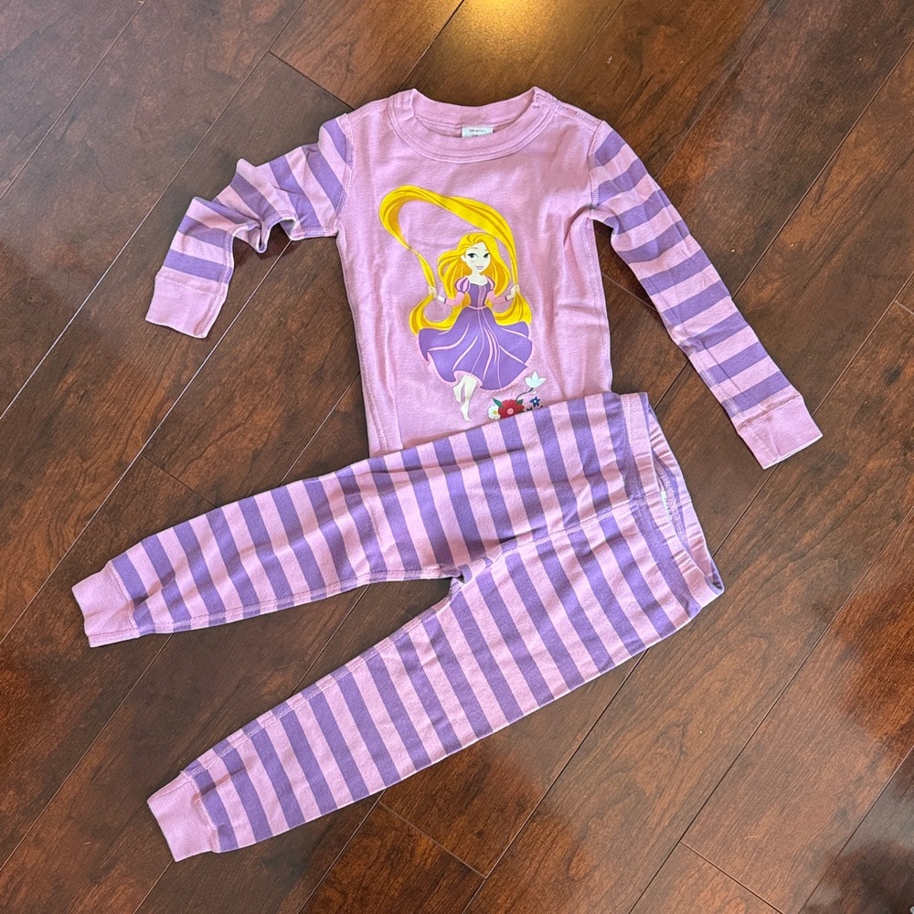 Hanna Andersson Purple Striped Princess Graphic Pajama Set
